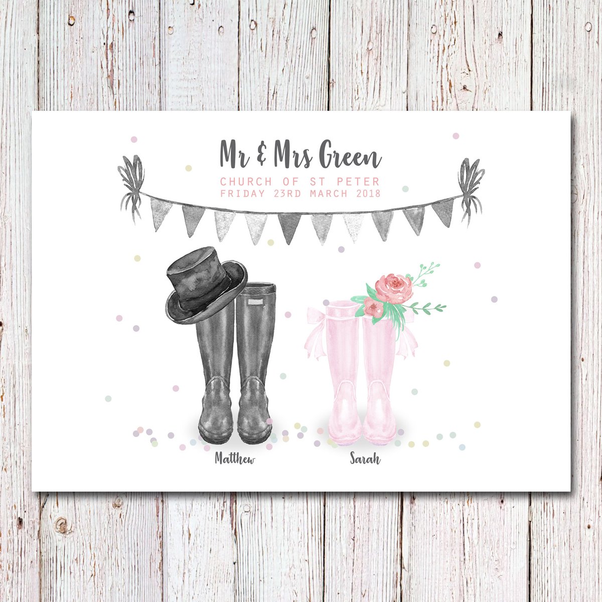 Personalised Wedding Wellies Print Personal n Younique