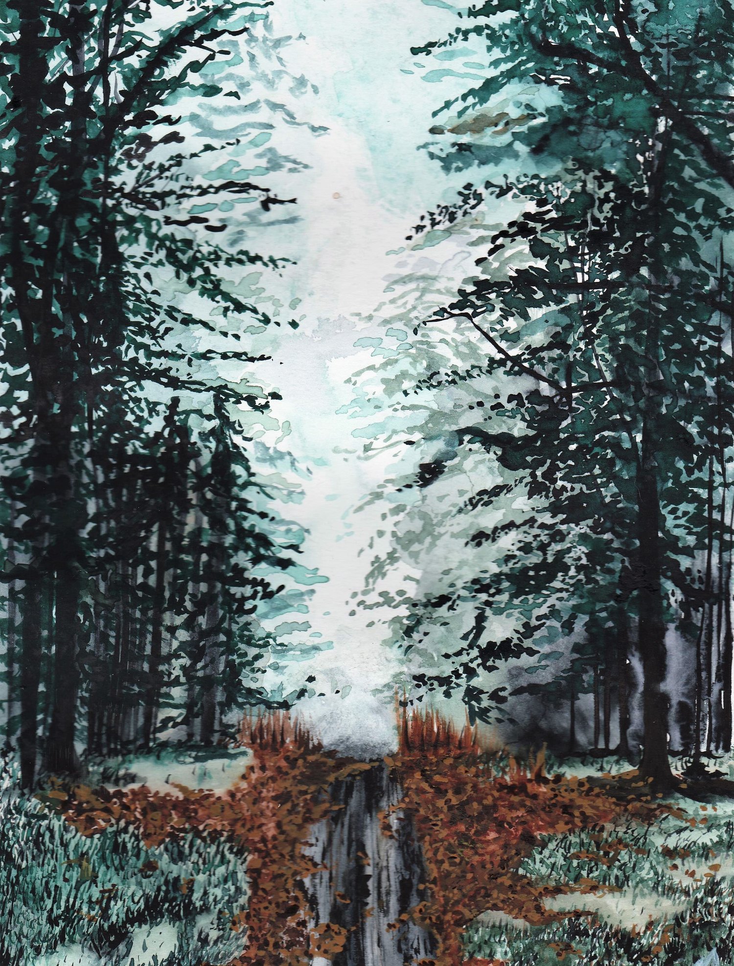 Image of Original Forest Walk Watercolour Painting