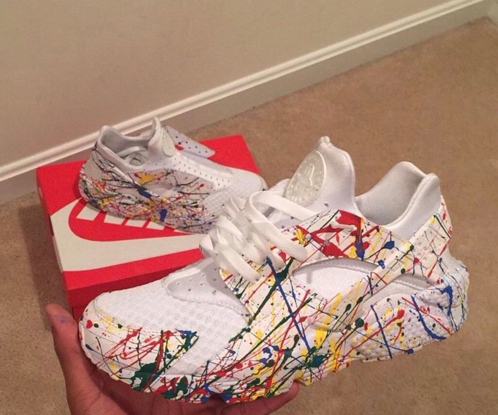 Custom splatter nike huarache hotsell