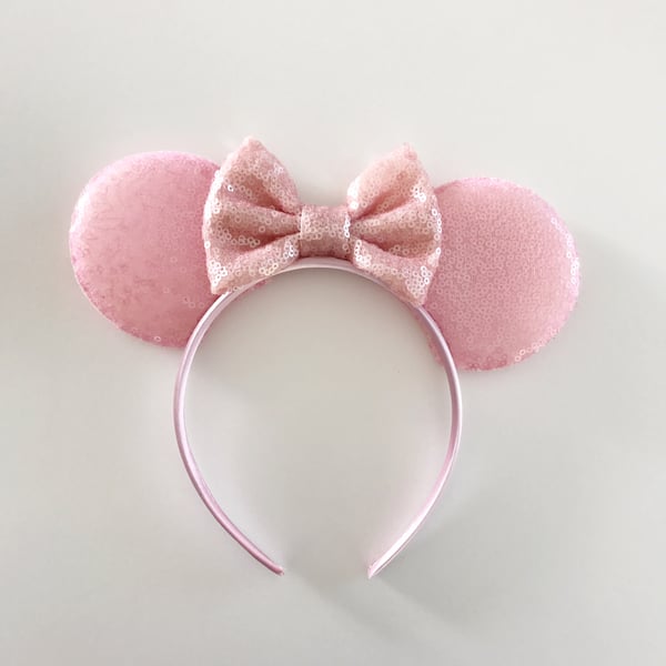 Image of Blush sequin ears with blush sequin bow
