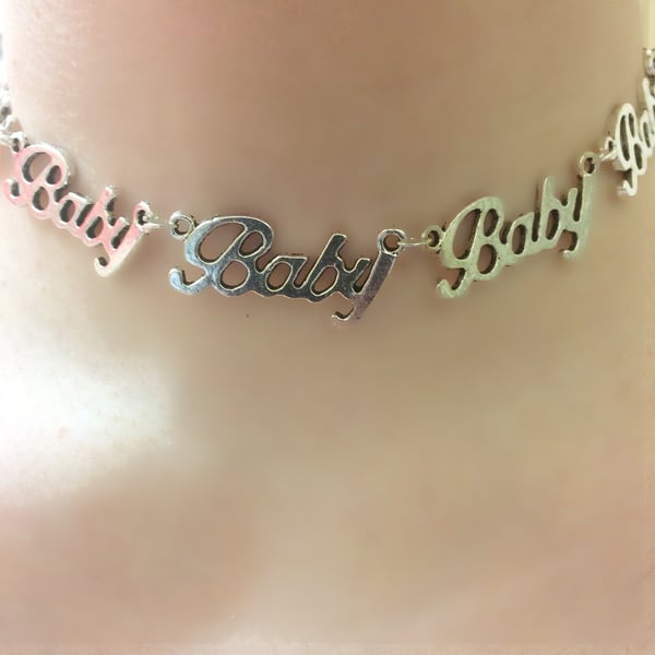Image of Silver Baby Chain Choker Necklace