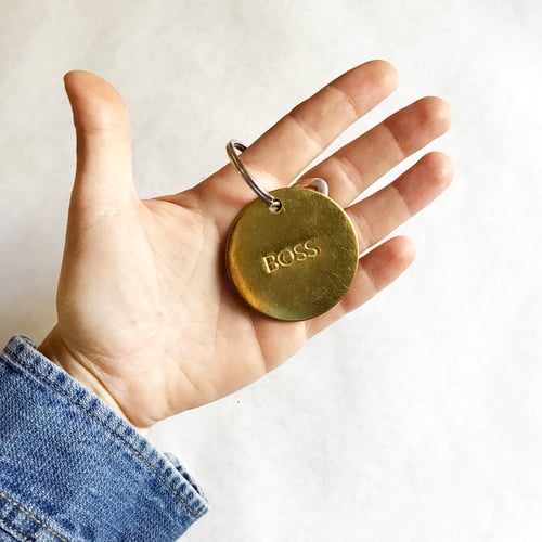 Image of BOSS Large Brass Keychain