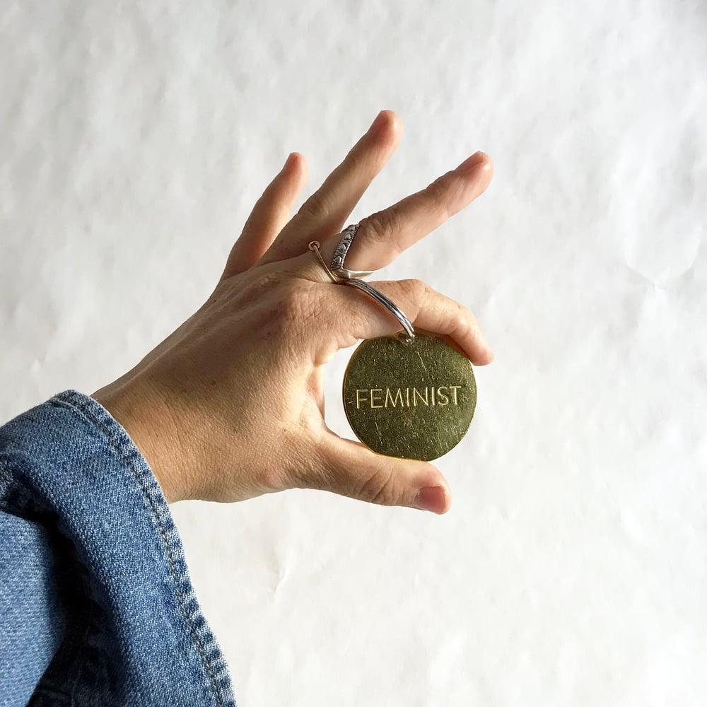 FEMINIST Large Brass Keychain | chaparral studio