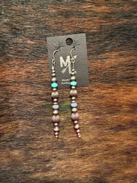 Image 2 of Fluted Sterling Silver & Turquoise Drops