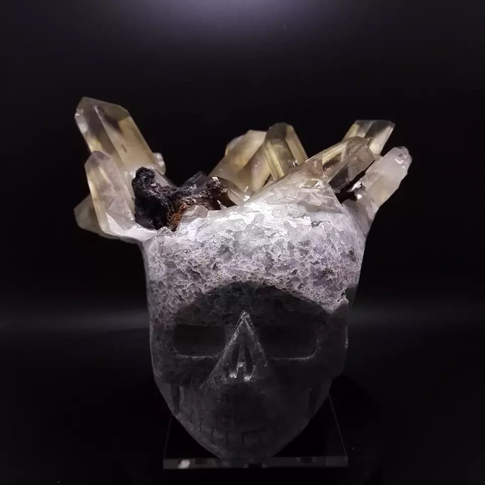Image of SUPER RARE! SMOKY QUARTZ SKULL HAND CARVED!!