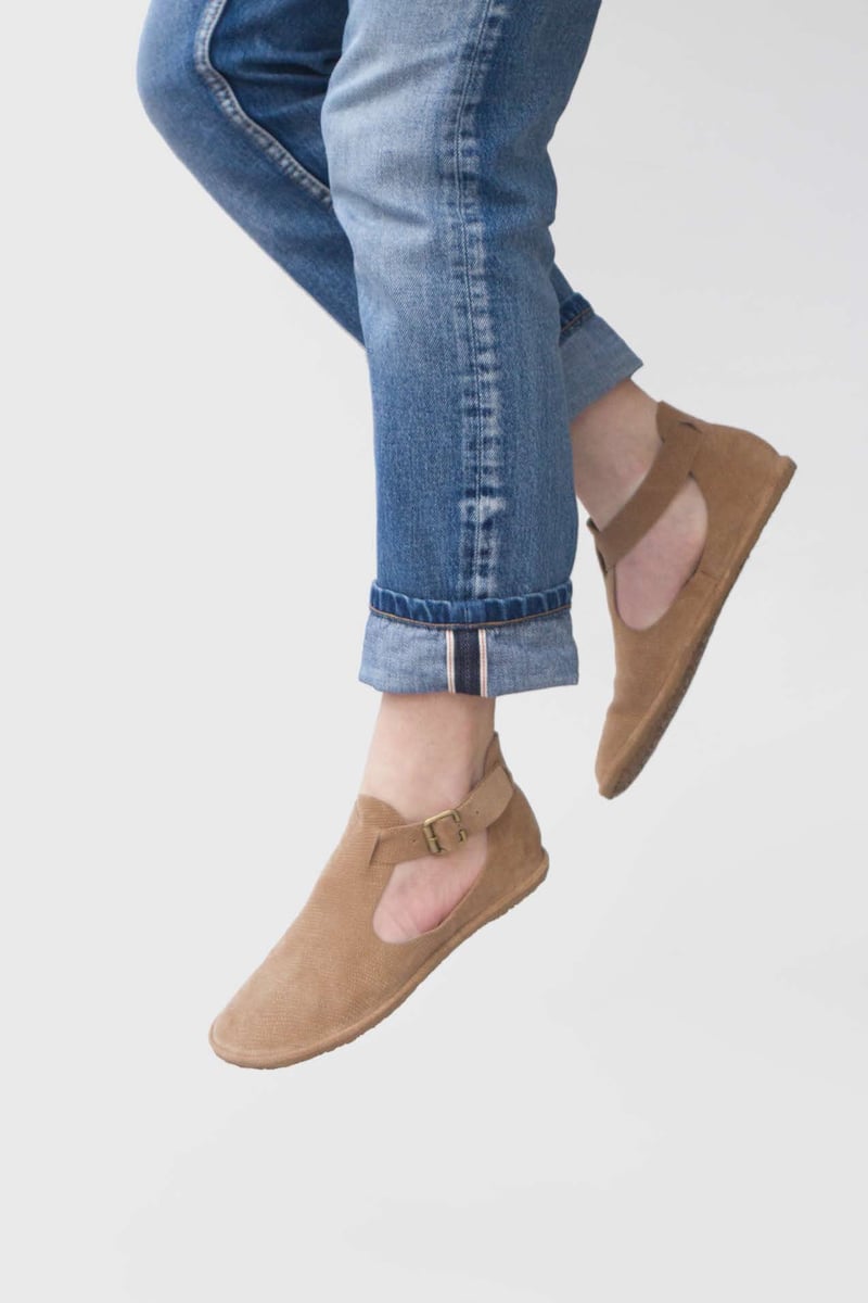 Cut-Out in Textured Beige Suede | The Drifter Leather handmade shoes