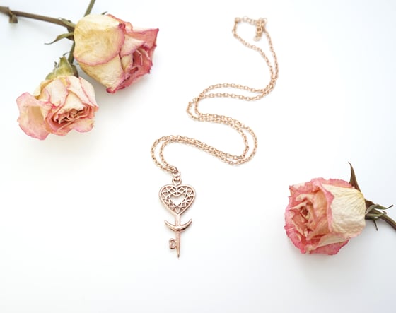 Image of Heart Space Key Pendant in Rose Gold