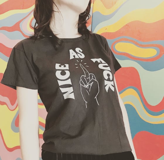 Image of Black NICE AS FUCK middle finger tee