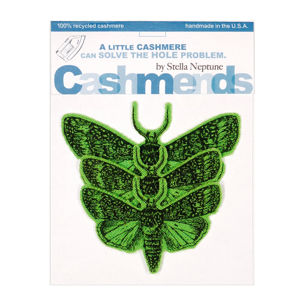 Image of Iron-on Cashmere Moths - Bright Green