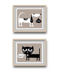 Image 1 of Language Class Hello! Pup & Bonjour! Kitty Giclee Print Set 