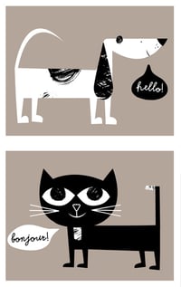Image 4 of Language Class Hello! Pup & Bonjour! Kitty Giclee Print Set 