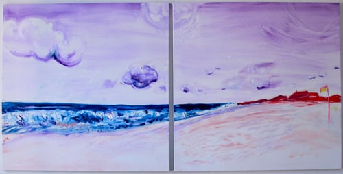 Image of Ditch Plains II, Montauk, 30" x 30" x 2 paintings