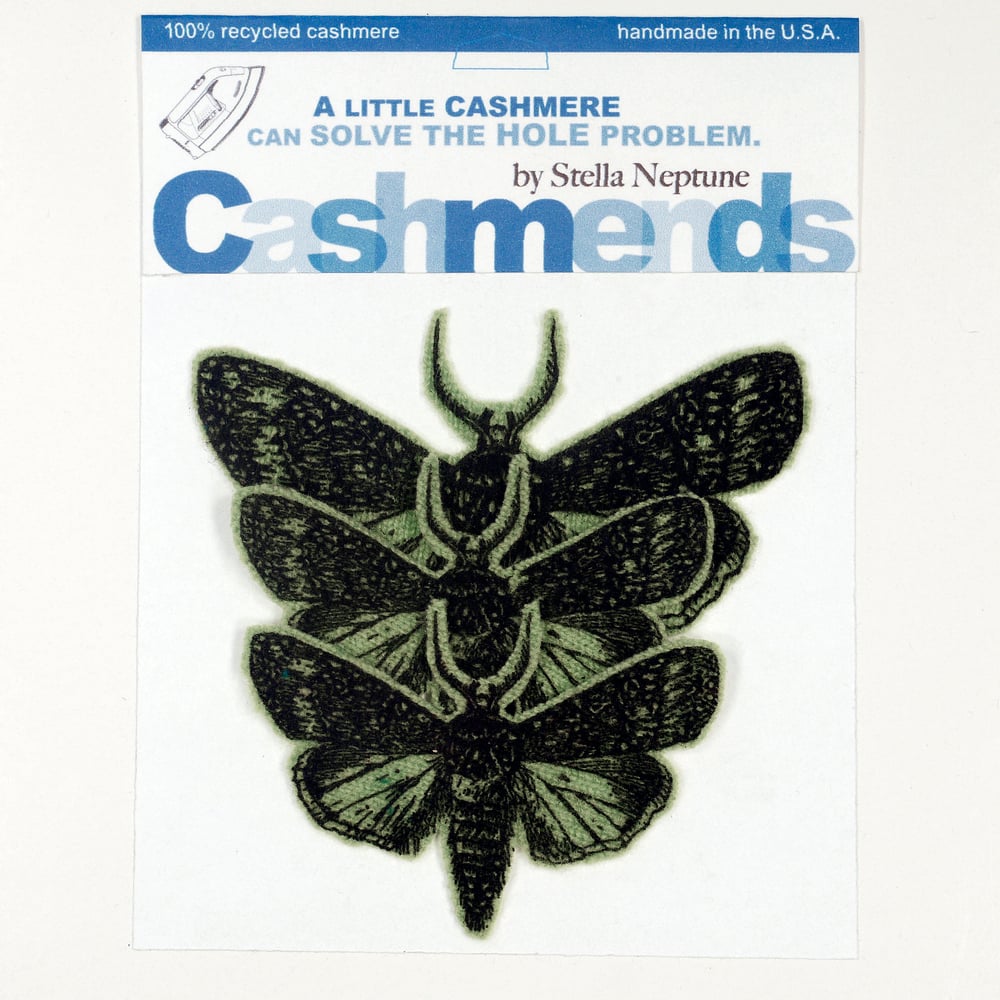 Image of Iron-on Cashmere Moths - Dark Olive Green