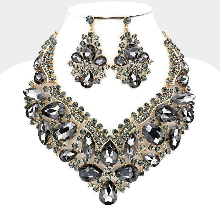 Image of CRYSTAL CLUSTER EVENING NECKLACE