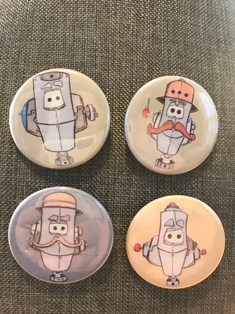 Image of JunkBot Series 00000011 PinBack 1.5" buttons (Set of 4 buttons)