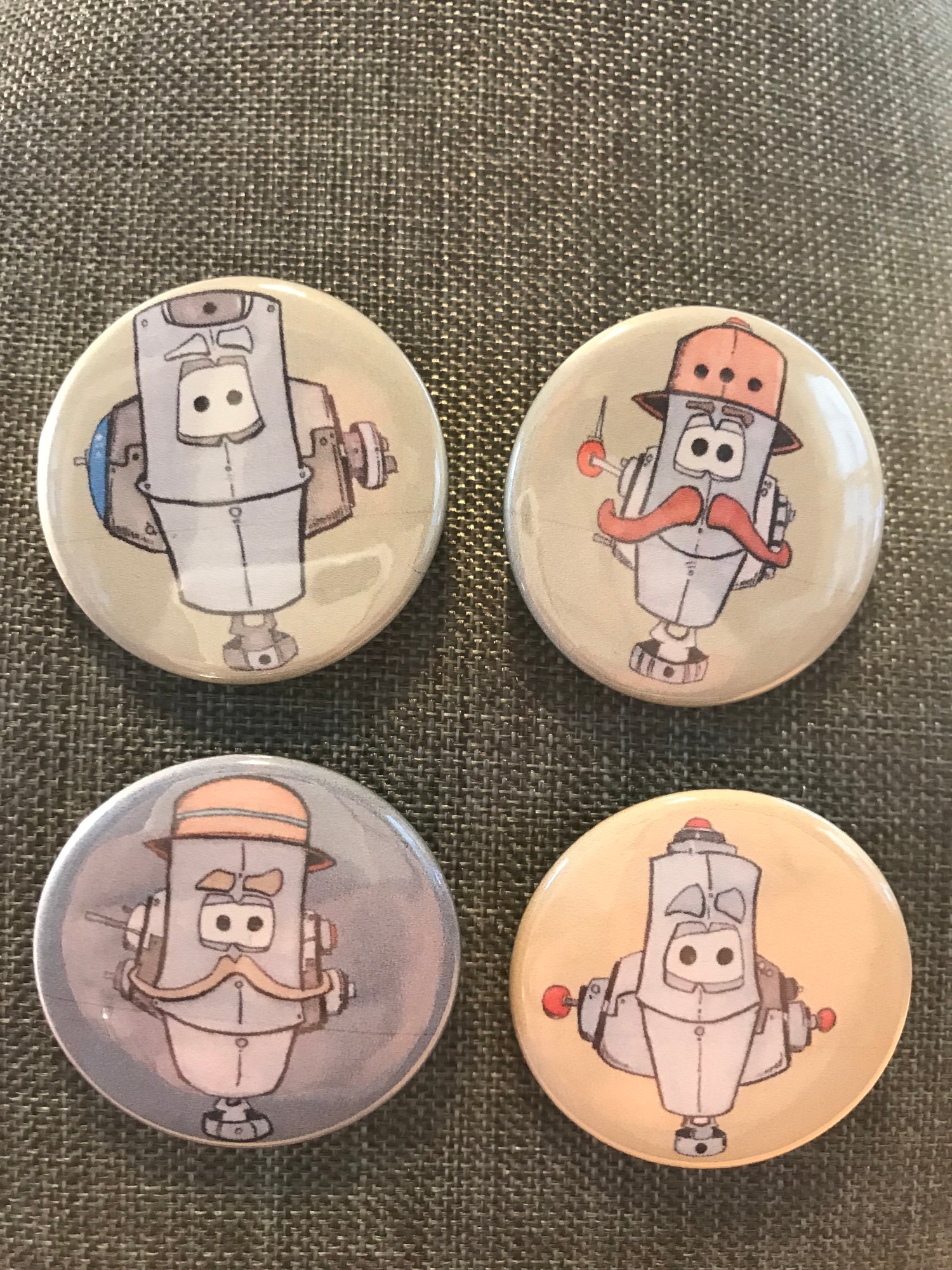 Image of JunkBot Series 00000011 PinBack 1.5" buttons (Set of 4 buttons)
