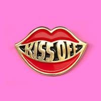 “KISS OFF” ENAMEL PIN.