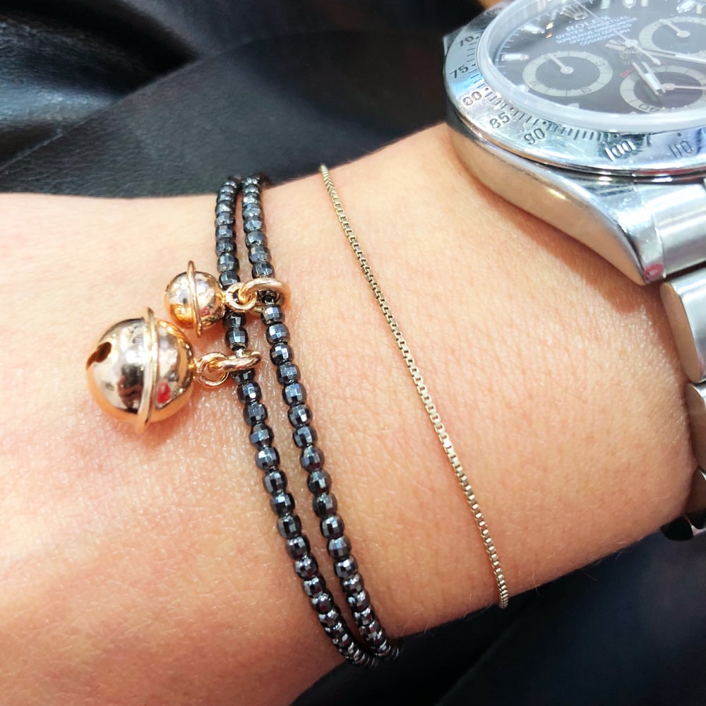 Bracciale A Catena Con Campanella E Cristalli - Placcato Oro O Argento - Bigiotteria Italiana