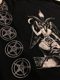 Image 3 of Baphomet - Long Sleeve T shirt with Pentagram Sleeve prints