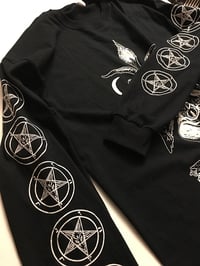 Image 4 of Baphomet - Long Sleeve T shirt with Pentagram Sleeve prints