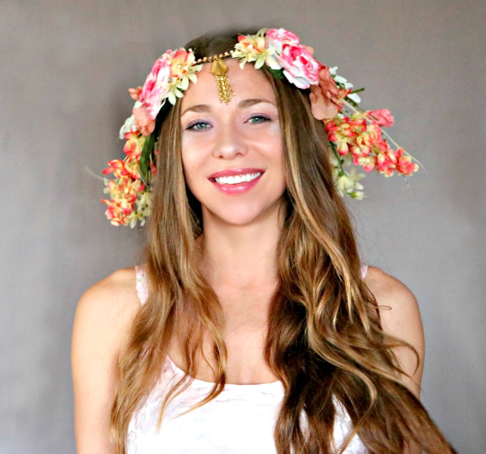 Image of Golden Springtime Flower Crown, Wedding Crown, Festival Crown, Queen Crown, Faerie Crown
