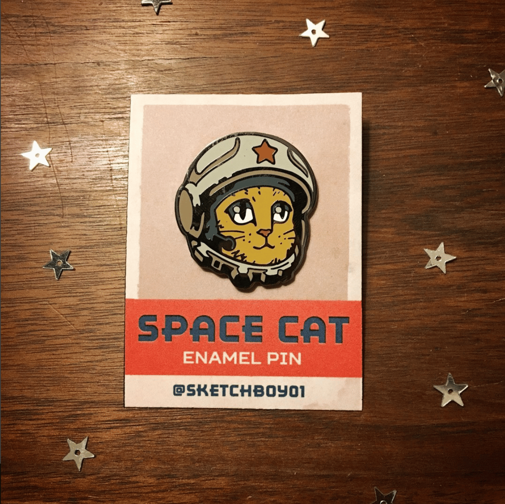 Image of Soviet Space Cat Enamel Pin