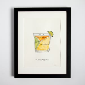 Image of Original Margarita Cocktail Diagram Watercolor Painting - FRAMED