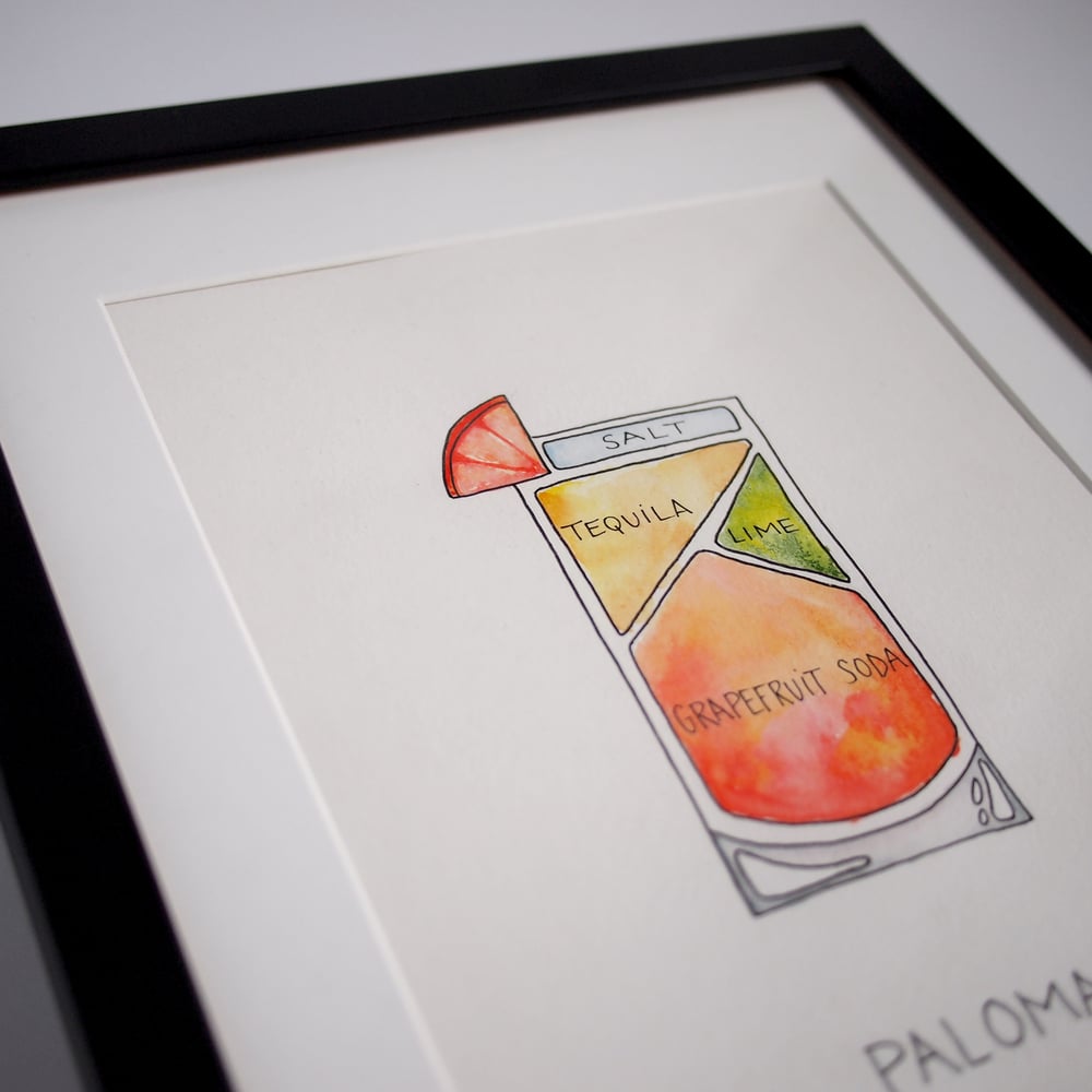 Image of Original Paloma Cocktail diagram Watercolor - Framed