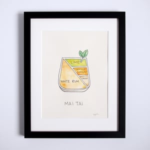 Original Mai Tai Cocktail Art - Framed by Alyson Thomas of Drywell Art. Available at shop.drywellart.com
