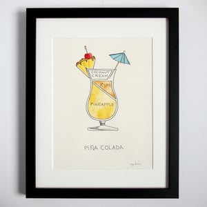 Orignal Pina Colada Watercolor - Framed by Alyson Thomas of Drywell Art. Available at shop.drywellart.com