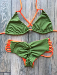 Image 2 of Spiderkini Collection with scrunch butt bottoms-OLIVE and ORANGE