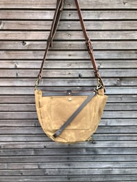 Image 3 of Satchel / waxed canvas messenger bag / cross body bag / Sling bag with adjustable shoulderstrap UNIS