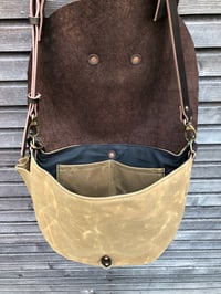 Image 4 of Satchel / waxed canvas messenger bag / cross body bag / Sling bag with adjustable shoulderstrap UNIS