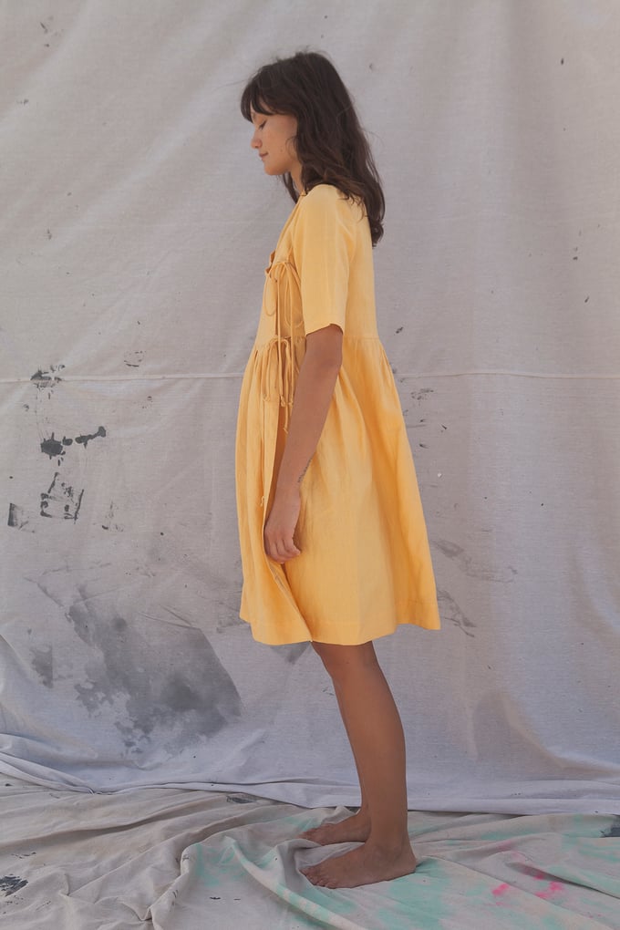 Image of Mustard Plain Dress by Threadgate