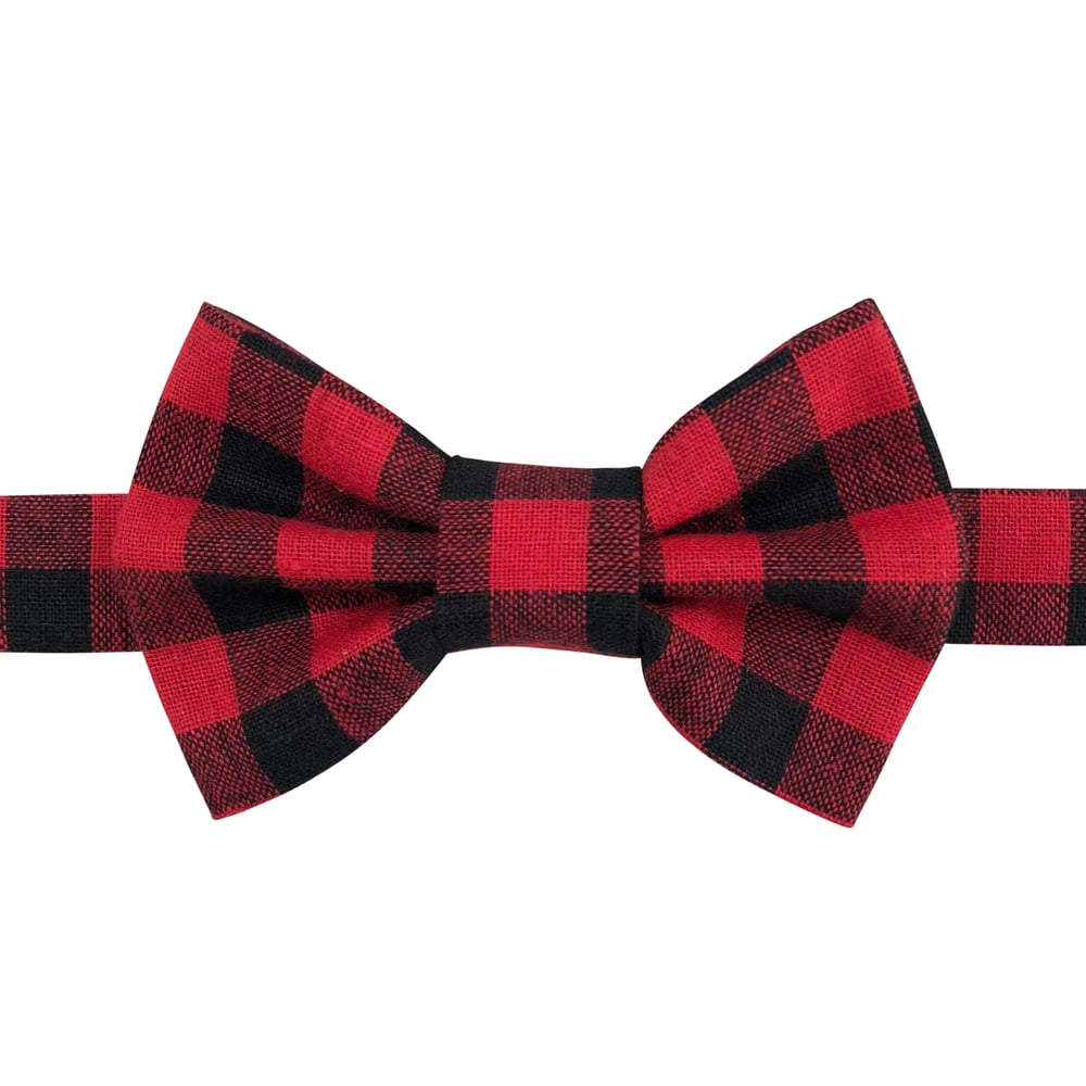 Image of red & black check bow tie