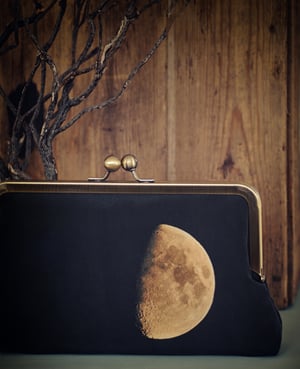 Image of Yellow moon, silk clutch bag with optional chain handle
