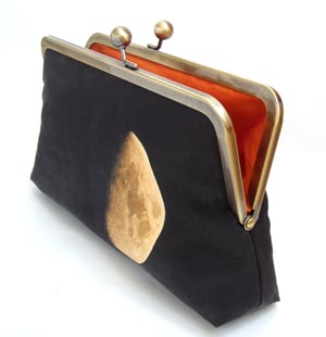 Image of Yellow moon, printed silk clutch bag + chain handle