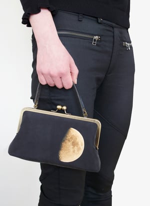 Image of Yellow moon, silk clutch bag with optional chain handle