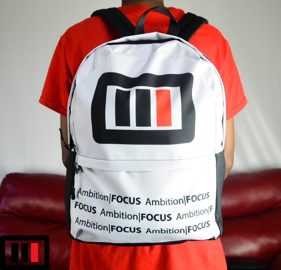 Image of Backpack Logo white/blk/red Ambition|FOCUS (LIMITED only 3 made and numbered 1-3) c/o 18'