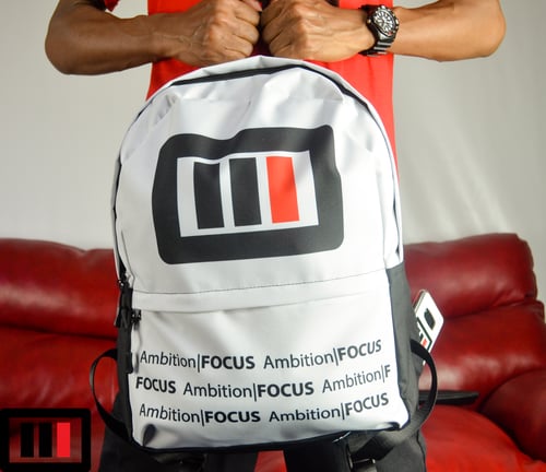 Image of Backpack Logo white/blk/red Ambition|FOCUS (LIMITED only 3 made and numbered 1-3) c/o 18'