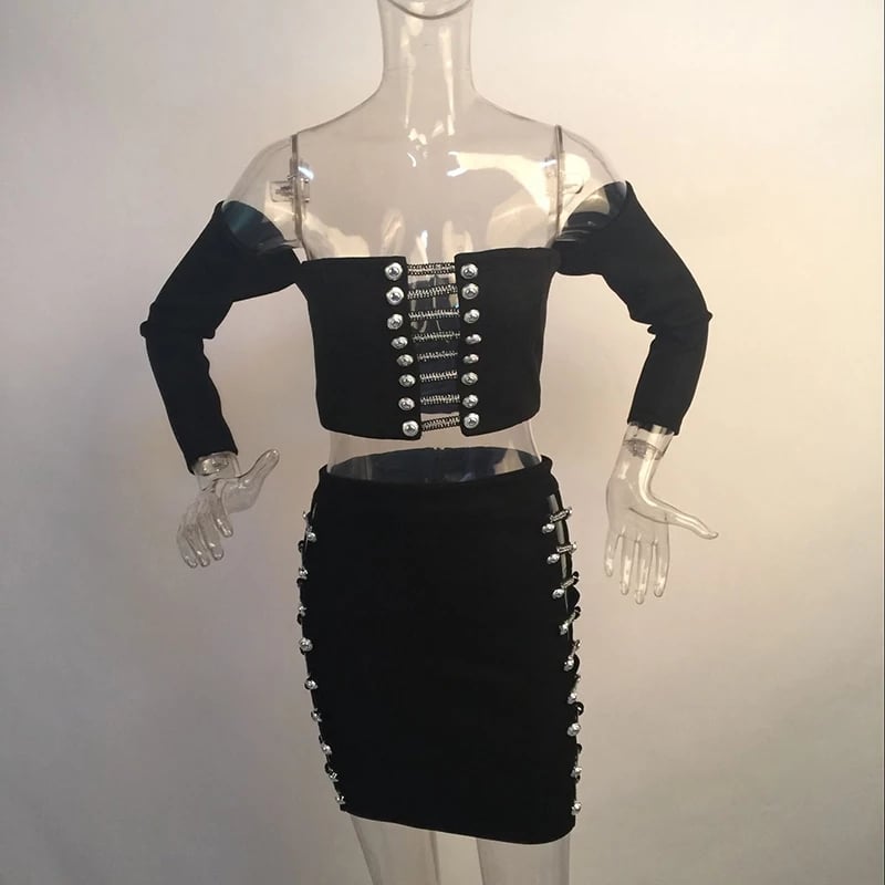 Image of Two piece off the shoulder outfit