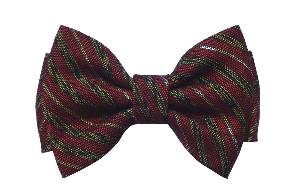 Image of Burgundy stripes pre-tied bow tie