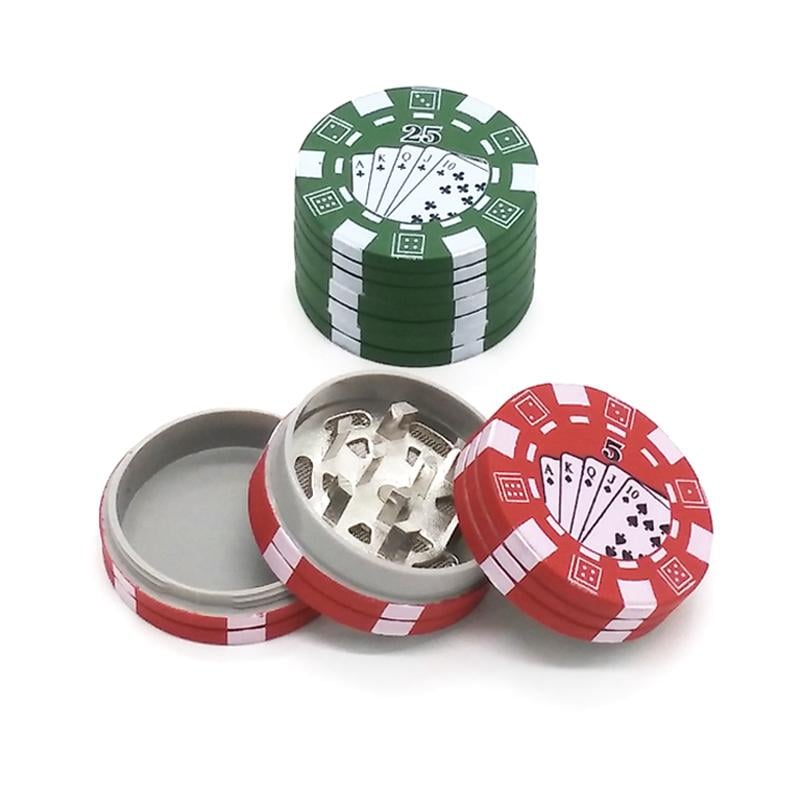 Image of 3 Levels Poker Chip Style Herb Grinder (Red/Green/Black)