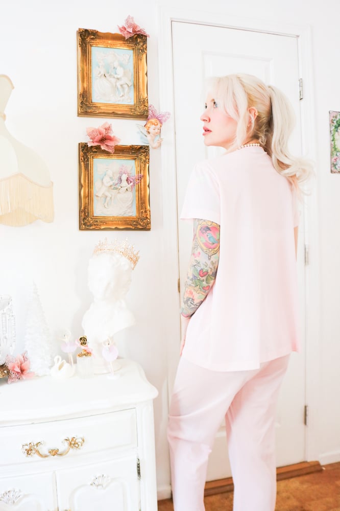 Image of Vintage 1970s Vanity Fair Pastel Pink Two Piece PJ Set (Small)