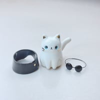 Image 4 of White cat with Gojo outfit ceramic figurine #2