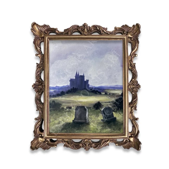 Original Painting Print // ‘Castle View’ Cemetery in Oil