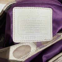 Image 3 of COACH Madison Op Art Beige Purple Satin Shoulder Bag C1276-19844