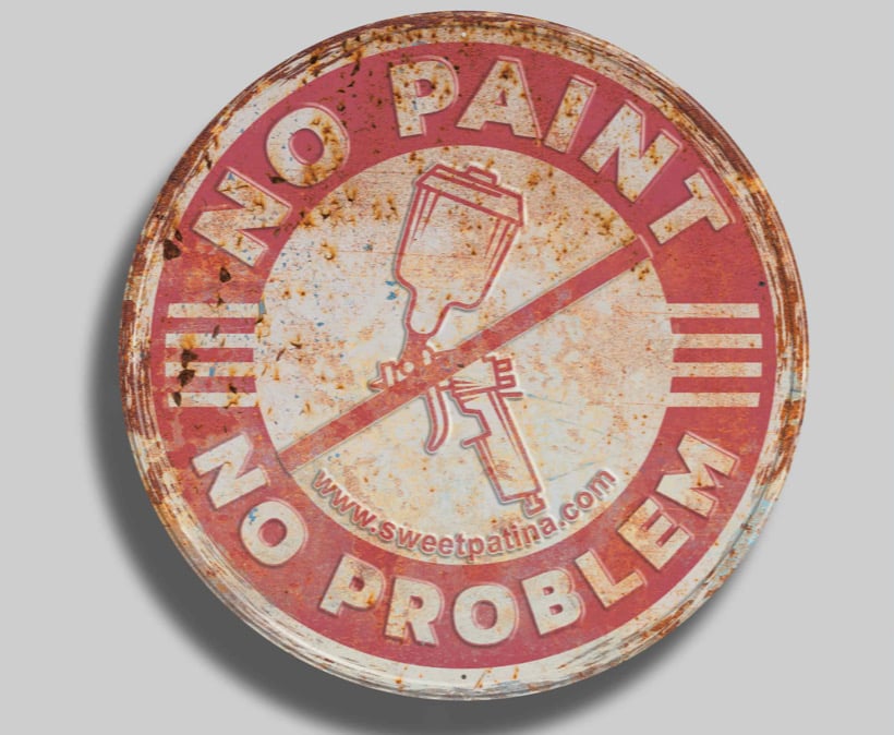 Image of Embossed No Paint No Problem Sign 