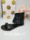 "Barbie" Black Fringe flat sandals