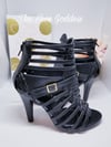 "Lexia" Black strappy chunky heels